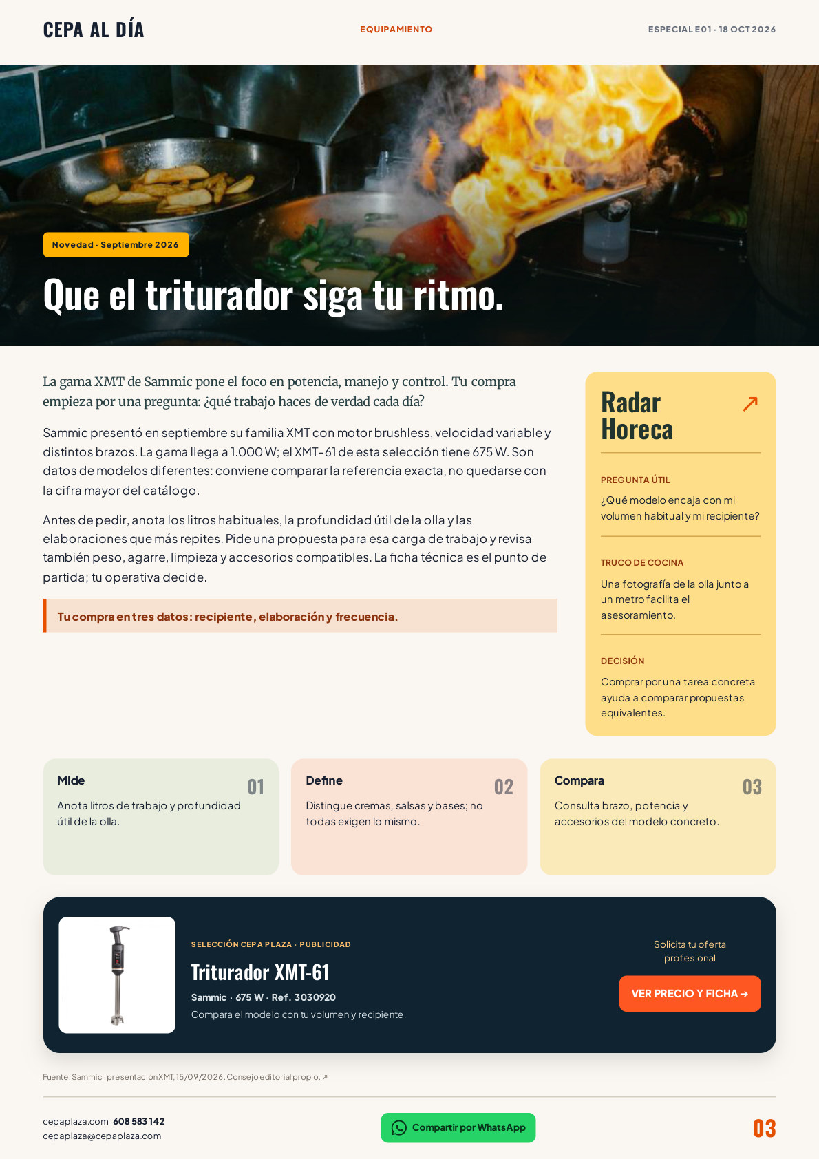 CEPA AL DÍA, página 3 de 12. Que el triturador siga tu ritmo.  Artículo completo disponible en Leer en texto.