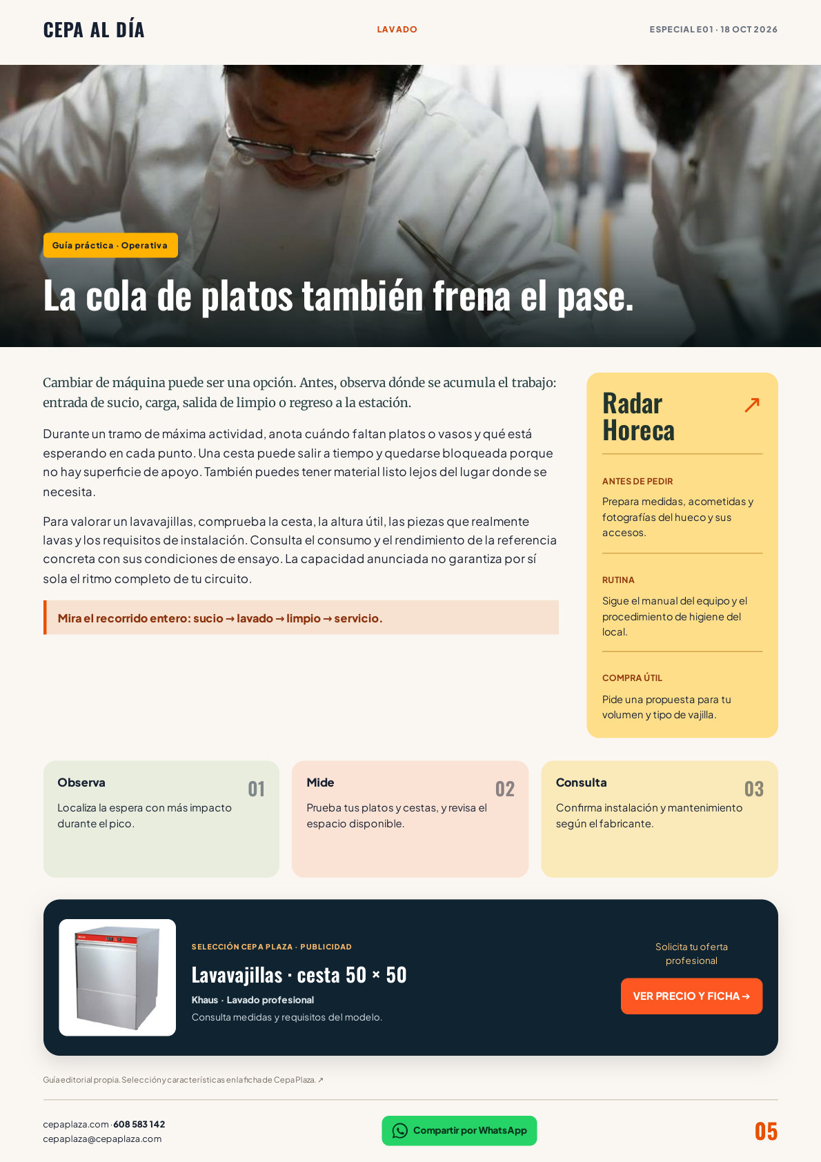 CEPA AL DÍA, página 5 de 12. La cola de platos también frena el pase.  Artículo completo disponible en Leer en texto.
