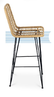 Taburete ZAMBIA Estructura Tubo Acero, Tejido Rattan Sintetico