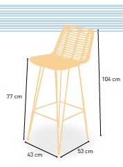 Taburete ZAMBIA Estructura Tubo Acero, Tejido Rattan Sintetico