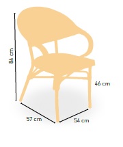 Sillon GANTE Armazon Aluminio 28x1,5 color Dark Bambú , Tejido Rattan Moka