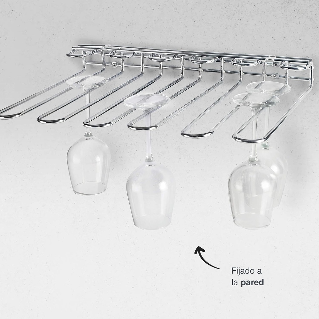 Lacor 62268 Colgador de Copas, Soporte Copas Techo o Pared, Incluye Herramientas de Montaje, Acero Inoxidable, Metálico, 45 x 31 cm