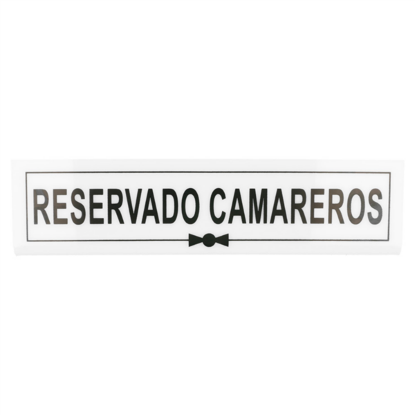 Placa "Reservado Camareros" 26x5+5 Metacrilato Blanco Garcia de Pou — vista oficial — GDP-MEDIA-20260811-3b617b03490f4b2c