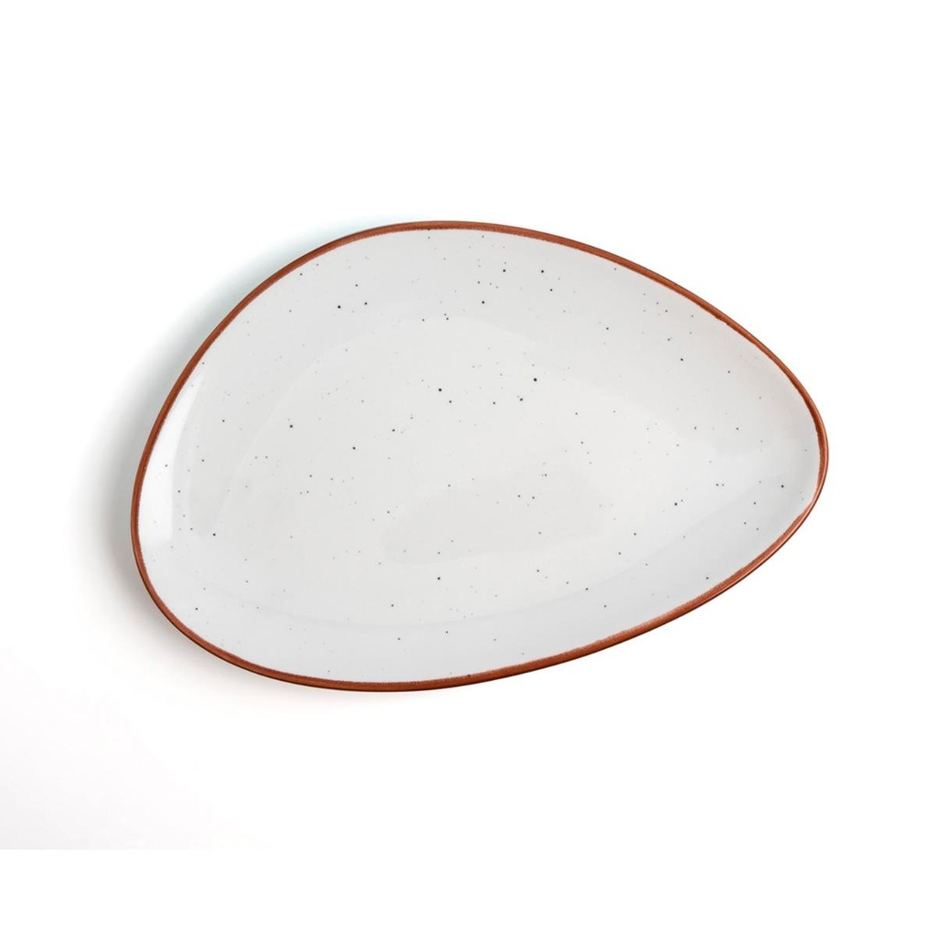 Plato Triangular 21 Cms Porcelana Terra Arena Ariane