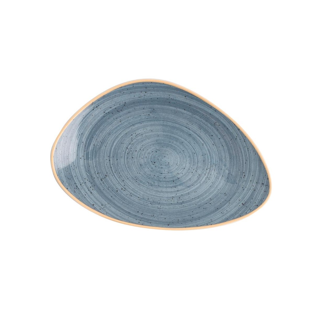 Plato Triangular 29 Cms Porcelana Terra Azul Ariane