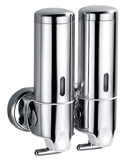 Dispensador Lujo Gel & Champu 2x300 Ml 13x6,5x20 Cms Plateado Inox Garcia de Pou