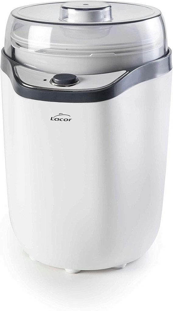 Lacor 69246 Yogurtera, Tapa de Plastico, Incluye Dos Contenedores 1.6 L y 1.8 L, Vasos Aptos para Lavavajillas, 8-14 Horas Preparación 20 W, Polipropilelo, 1.8 litros, Polipropileno, Blanco