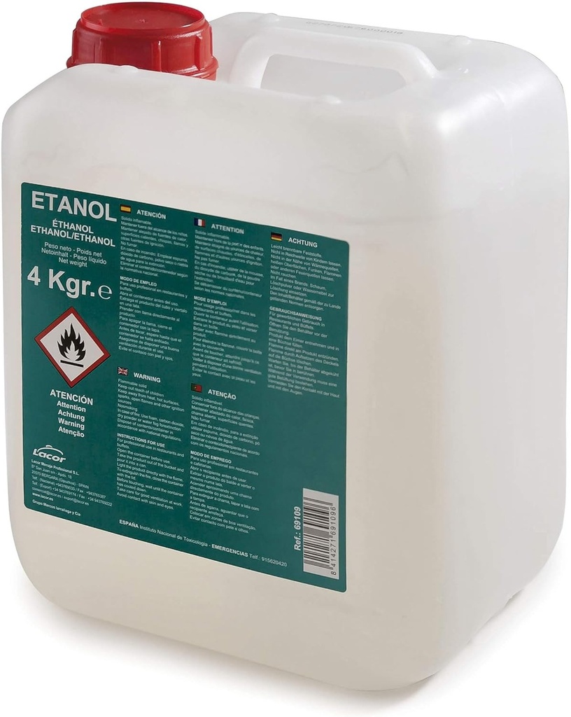 Bidon Gel combustible Etanol 4 Kg Lacor