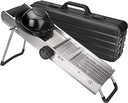 Lacor 60357 Mandolina, Con Protector y Cuchillas Giratorias Inox, Pies y Mango Antideslizantes, Cocina Profesional 12,5 x 50 cm, Inoxidable
