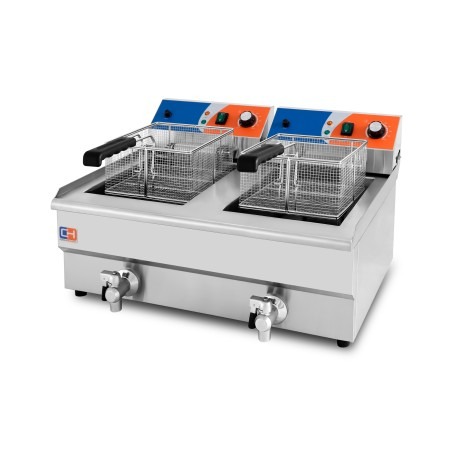 Freidora Electrica Doble 12+12 lts c/Grifo Khaus