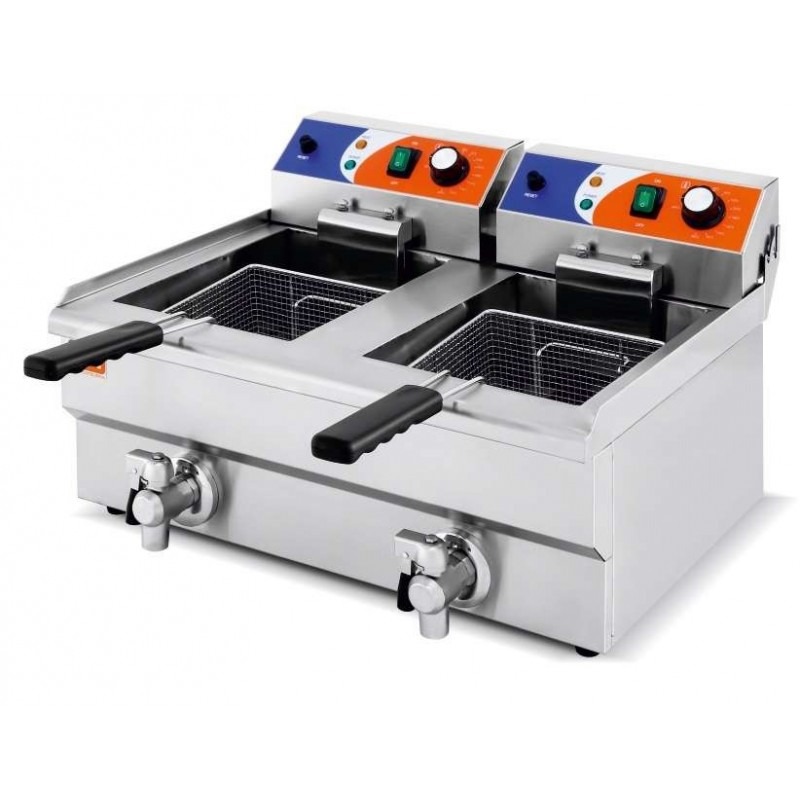Freidora Electrica Doble 10+10 lts c/Grifo Khaus