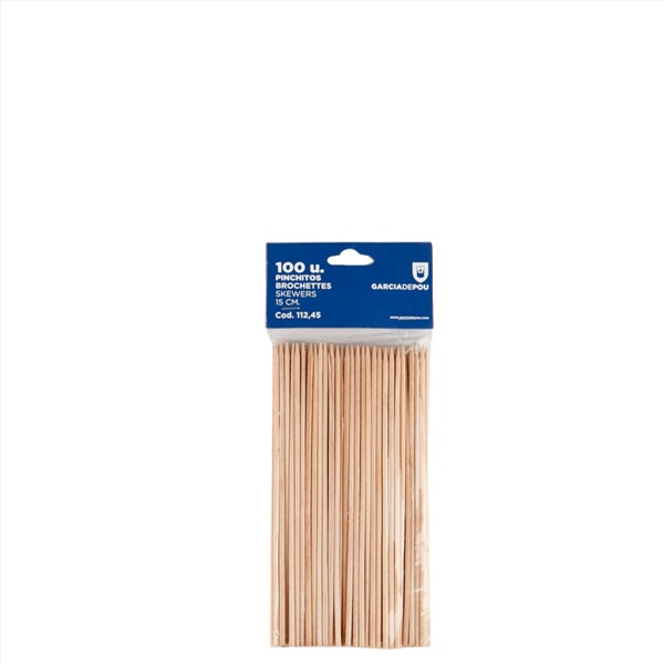 Brocheta 15 Cms Natural Madera Paq-100 Uds. Garcia de Pou