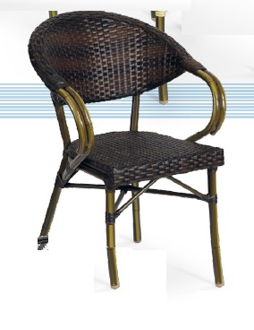 Sillon GANTE Armazon Aluminio 28x1,5 color Dark Bambú , Tejido Rattan Moka