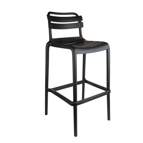 Taburete Alto Con Respaldo "Supra-Tek" PP Negro Paq-4 Garcia de Pou