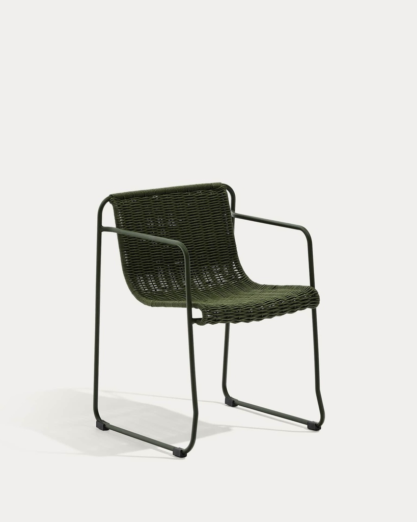 Silla apilable de exterior Maurina de acero galvanizado y cuerda