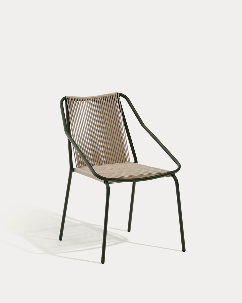 Silla apilable de exterior Zivia de cuerda y acero galvanizado