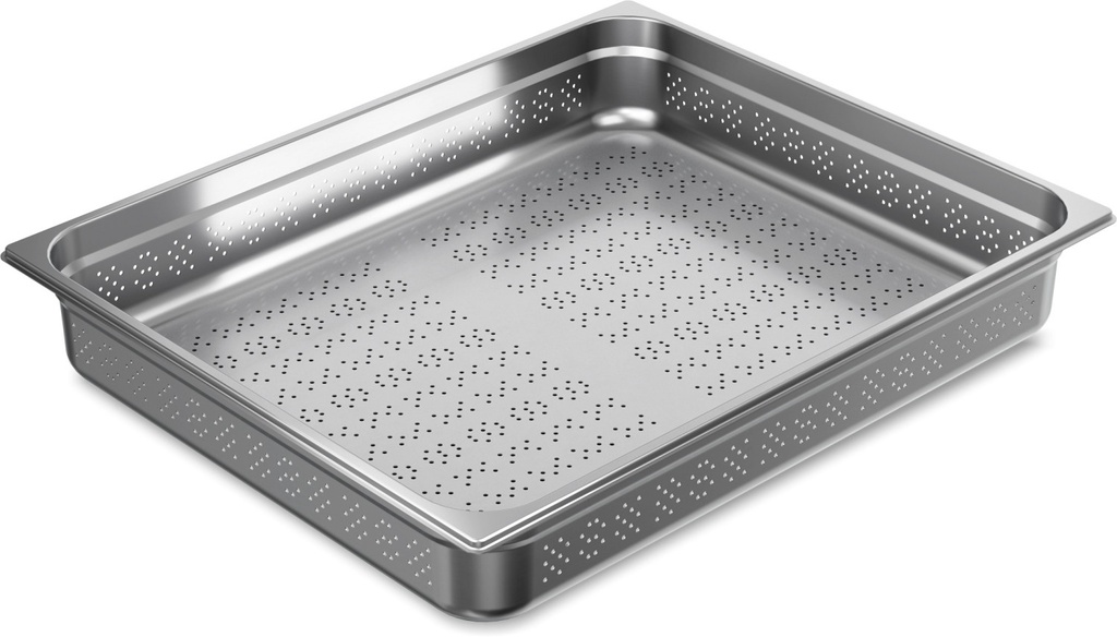 Cubeta Gastronorm GN PRO Perforada de acero inoxidable 18/10 de tamaño 2/1 y 65 mm de profundidad Pujadas