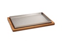Llauna rectangular en acero inoxidable de 29,5 x 19,5 centímetros y bandeja con mango de madera de 33 x 23 cm Pujadas