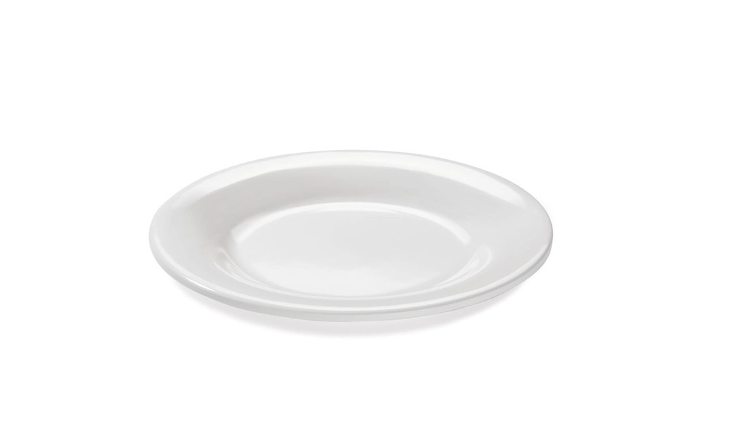 Plato redondo 26.5 centímetros de melamina en blanco Pujadas