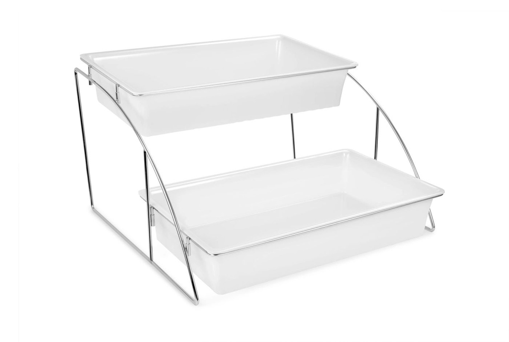 Soporte de exhibición de acero inoxidable para cuatro bandejas gastronorm de 1/1 tamaño Pujadas