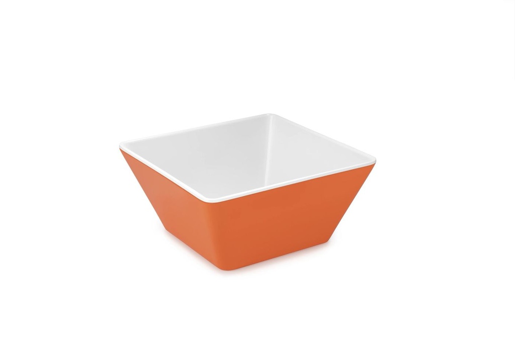 Bol cuadrado de melamina naranja bicolor de 18 x 18 cm Pujadas