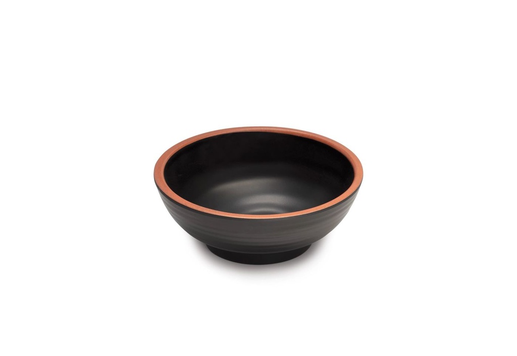 Cuenco redondo Terracota 23 centímetros melamina en negro con borde rojo Pujadas
