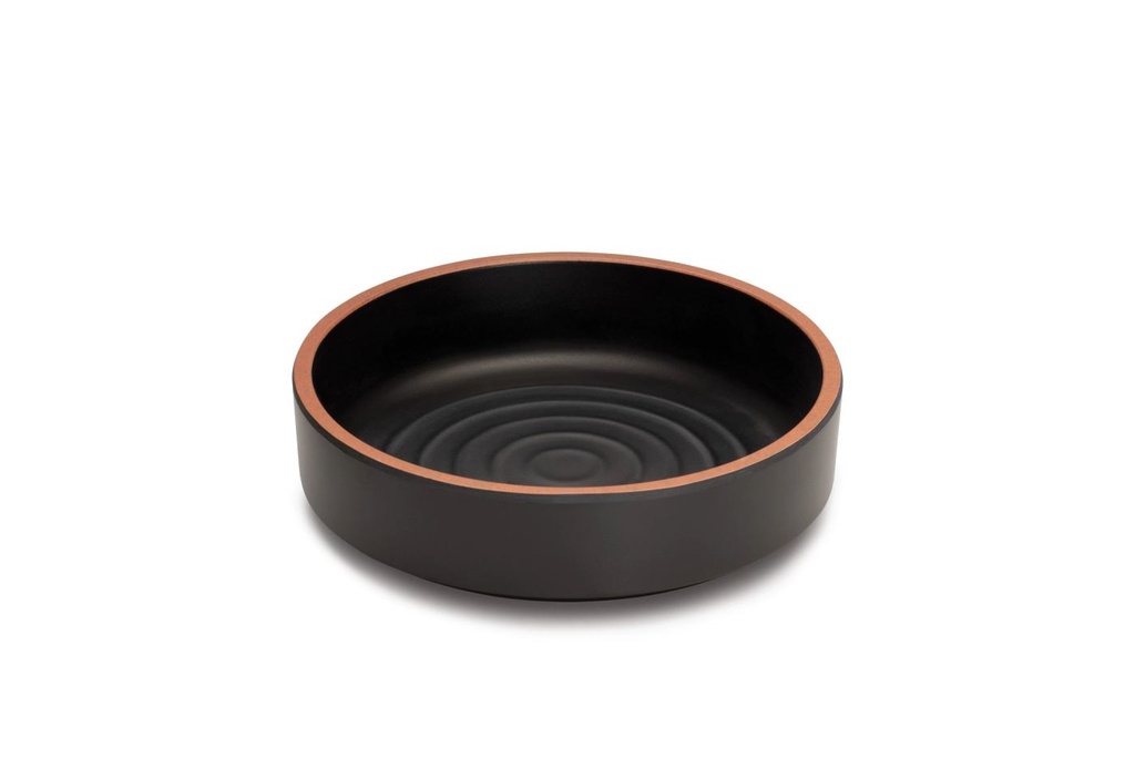 Plato de tapas Terracota 18 centímetros melamina en negro con borde rojo Pujadas