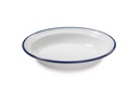 Plato hondo de 20 centímetros de melamina en blanco con borde azul Pujadas
