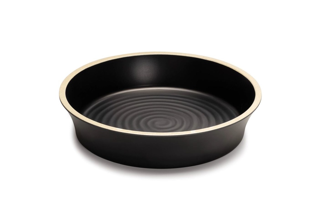 Plato de tapas Terracota 28.5 centímetros de melamina en negro con borde de color canela Pujadas