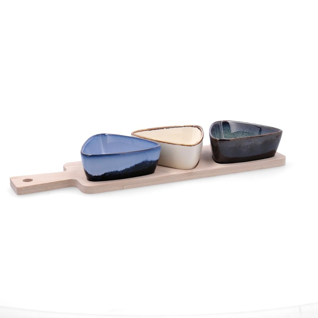 Tabla aperitivo bambú cerámica Moana 34x9,5x4,5 cm - Bidasoa