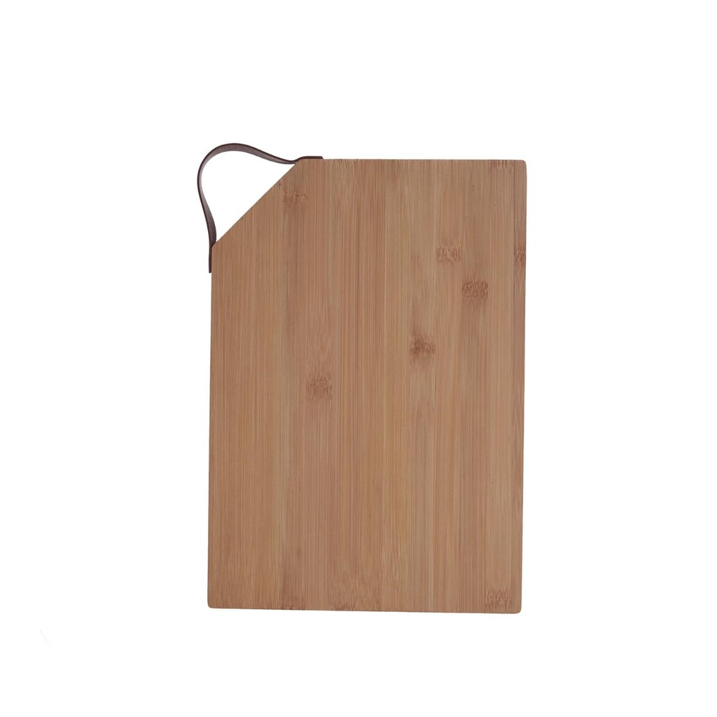 Tabla bambú y asa simil cuero Ozon 33x23 cm - Quid