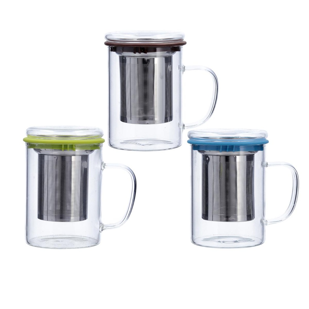 Taza vidrio filtro inox surtida Serenia 35 cl - Quid
