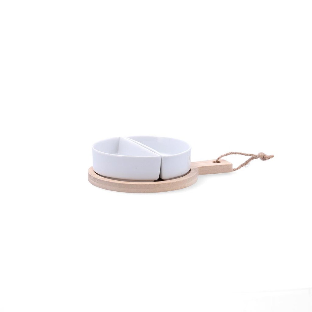 Tabla aperitivo bambú cerámica Tapas 16,5x12x3,6 cm - Quid