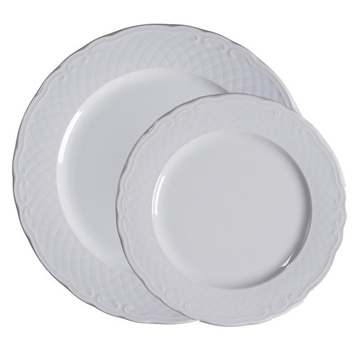 [0305586] Plato Llano 25 Cms Escorial Blanco Vista Alegre