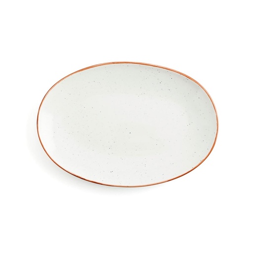 [0314696] Fuente Oval 32 Cms Porcelana Terra Arena Ariane