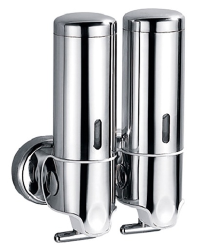 [1420798] Dispensador Lujo Gel & Champu 2x300 Ml 13x6,5x20 Cms Plateado Inox Garcia de Pou