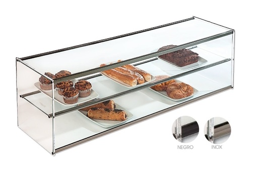 Vitrina Expositora Neutra Dos Alturas Cristal Recto