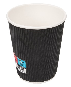 [1601663] Vaso 240 Ml Bebidas Calientes Doble Pared Ondulado Negro Cartoncillo Paq-25 Garcia De Pou