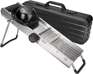 [0709324] Lacor 60357 Mandolina, Con Protector y Cuchillas Giratorias Inox, Pies y Mango Antideslizantes, Cocina Profesional 12,5 x 50 cm, Inoxidable