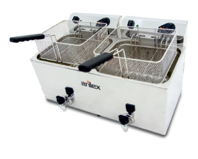 [1204087] Freidora Electrica Doble 10+10 lts c/Grifo