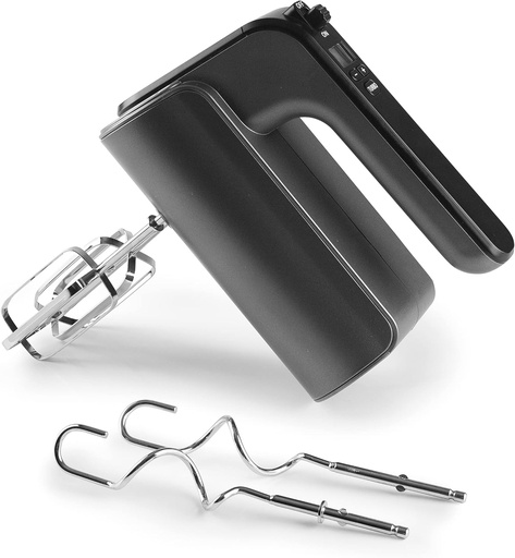[1204106] Lacor - 69374 - Batidor Amasador, Batidora de Mano, Incluye Varillas TitanPro, 5 velocidades y Función Turbo, 350 W, Dimensiones: 14.5x8.5x19 cm, Negro