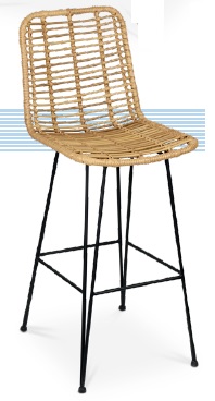[1006094] Taburete Estructura Tubo Acero, Tejido Rattan Sintetico