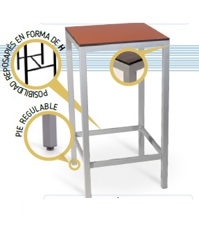 Mesa Deco-H Acero Epoxi, Armazon Metalico Acabo Epoxi, Encimera 60x60
