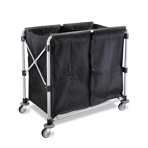[1421309] Carro Lavanderia Plegable  2 Bolsas x 50 Litros Negro Acero