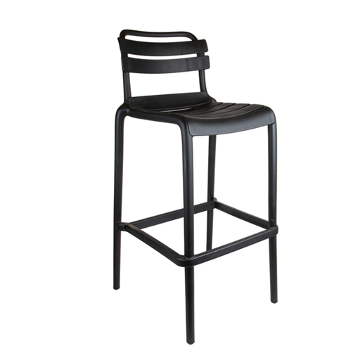 [1006111] Taburete Alto Con Respaldo "Supra-Tek" PP Negro Paq-4 Garcia de Pou