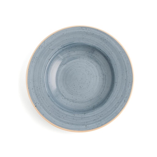 Plato Hondo 26 Cms Porcelana Terra Azul Ariane