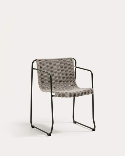 Silla apilable de exterior Maurina de acero galvanizado y cuerda
