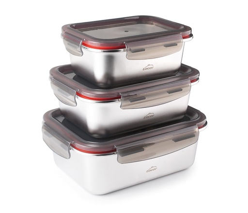 [9001870] Set 3 recipientes EcoInox 18x13,5/20,5x15,5/23x17,5 cm 800/1200/1800 ml Lacor