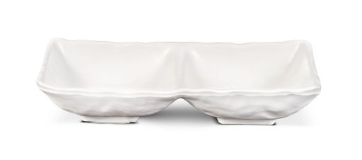 [9002307] Bandeja melamina snacks o salsas de 2 compartimentos 175 x 85 mm melamina en blanco Pujadas