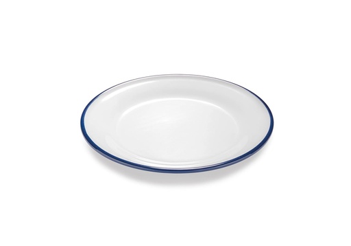 [9002485] Plato de 22 centímetros de melamina en blanco con borde azul Pujadas